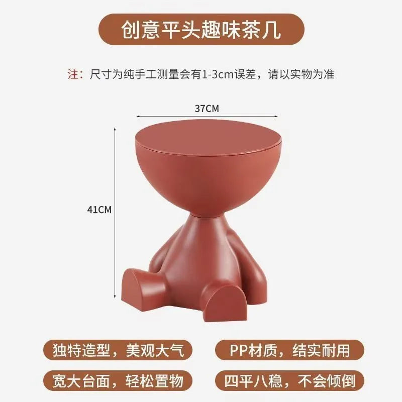 Cream Coffee Table Sofa Bed Side Table Modern Simple Home Accessories Living Room Decor Creative Flat Head Plastic Round Tables