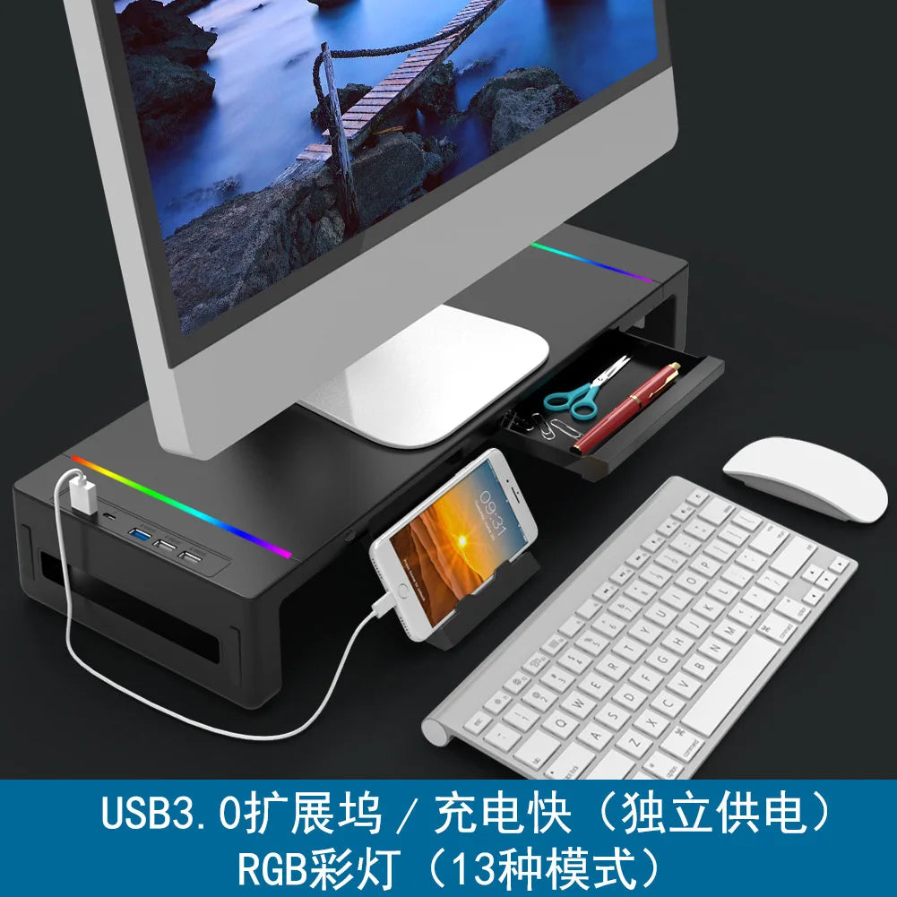 IceKing T1 Multi-Function All-In-One Monitor Stand Rgb Mouse Pad Laptop Riser Holder For Computer Accessories Office Equipment