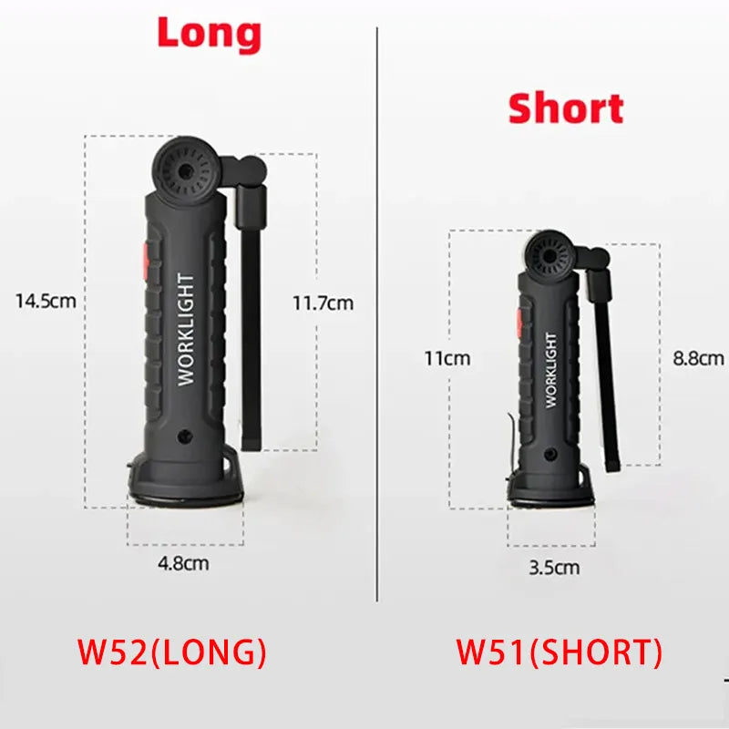 Rechargeable LED Emergency Flashlight Portable COB Folding Work Light 5Modes Waterproof Camping Floodlight With Magnetic & Hook