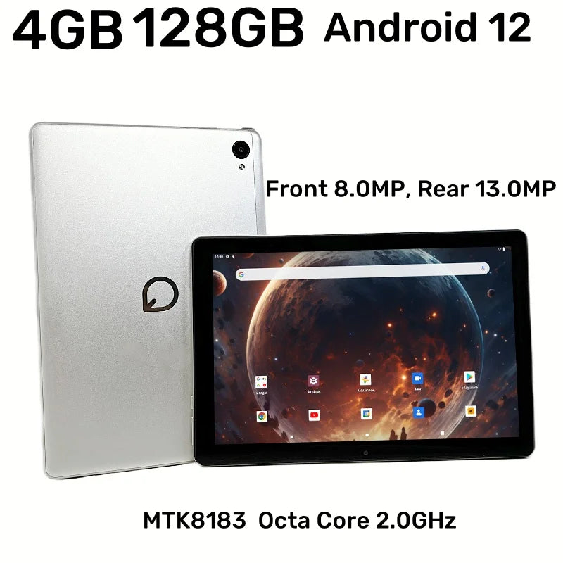 Newest 10.1 INCH 4GB RAM 128GB ROM QP10 Android 12 MTK8183 Octa Core 2.0 GHz 6000mAh Li-ion Battery Type-C USB Dual Camera
