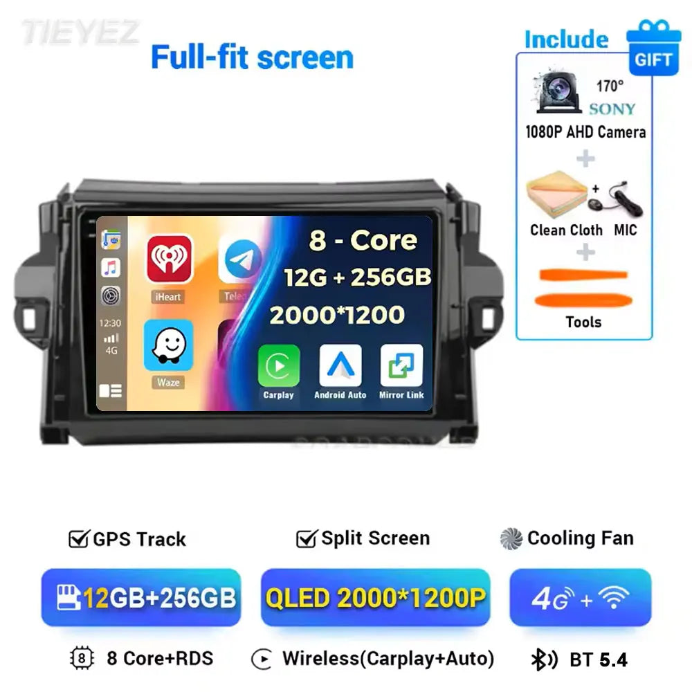 Car Android For Toyota Fortuner 2 SW4 2015-2022 Auto Radio Video Multimedia Player GPS Navigation In-cell QLED Screen 4G 2DIN