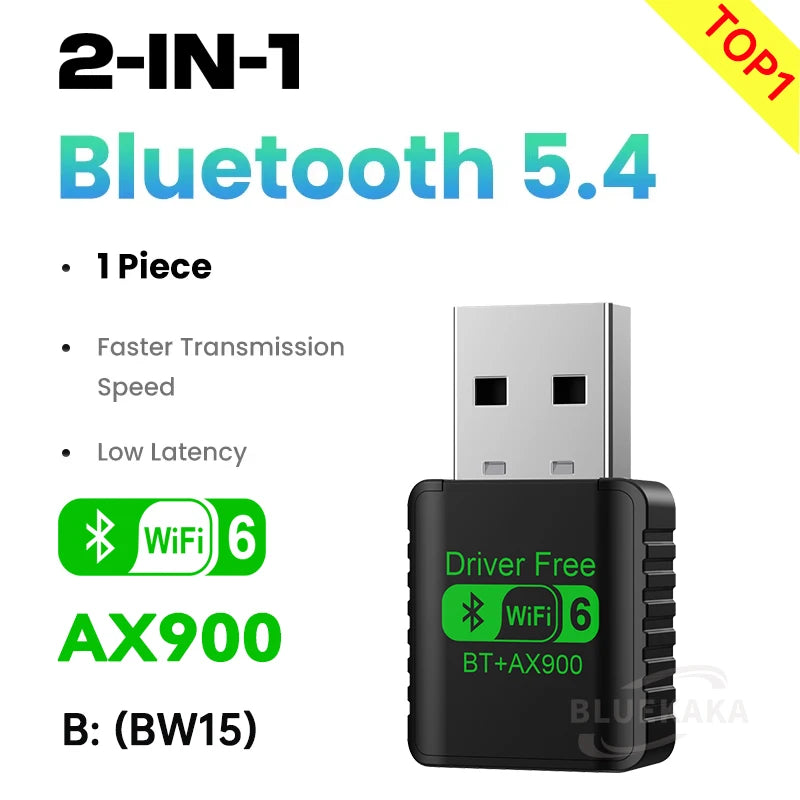 New 900Mbps USB Bluetooth 5.4 Adapter Wireless Dongle Audio Receiver Transmitter Driver Free WiFi6 For PC/Laptop Keyboard/Mouse