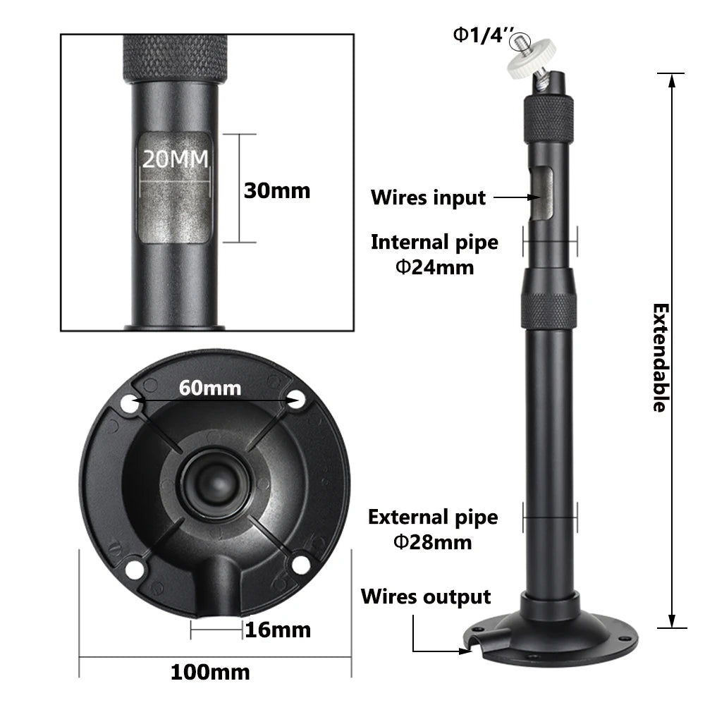 Universal Camera Holder Stand Monitor Aluminum Alloy Telescopic Bracket Bracket Extension Monitoring Pole Camera Long Bracket