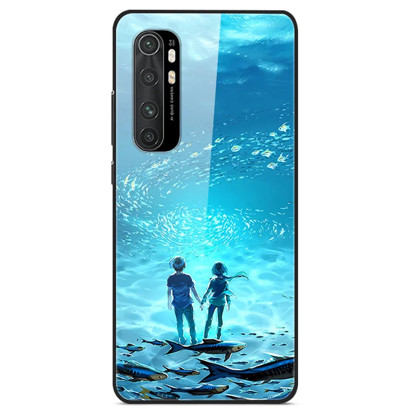 For Xiaomi Mi Note 10 Lite RU 6 GB 128 GB Case Tempered Glass Hard Back Cover For Xiaomi Mi Note 10 Lite Case Note10 Lite Fundas