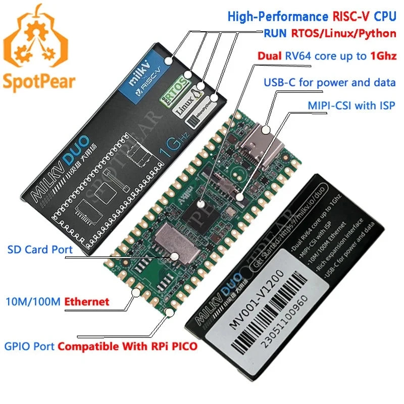 Milk-V Duo Series Options (Not All) Camera/  IO Board / 64MB / 256MB /Duo S 512MB CV1800B/SG2000/SG2002 RISC V Linux Board