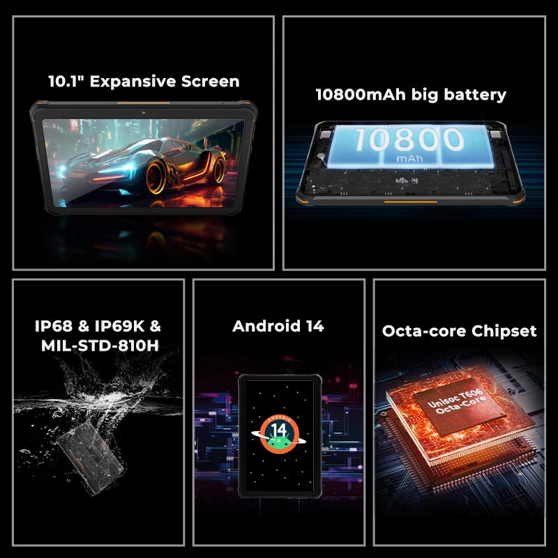 HOTWAV R8 Rugged Tablet Android 10800mAh 4GB+128GB OTG Reverse Charge Suitable For Field Exploration+Logistics Warehousing+Camp