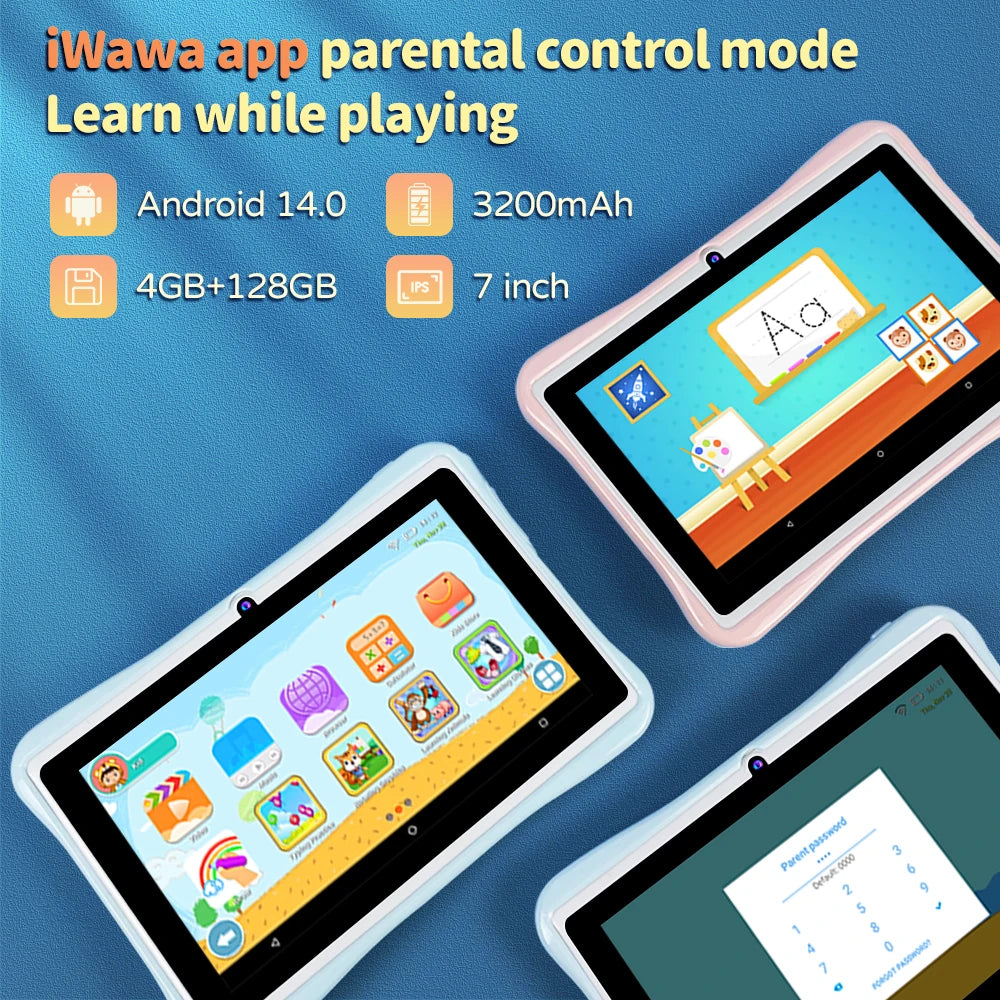 New 5G WIFI 7-inch Children's Tablet 4GB+128GB Quad Core Dual Cameras Kids-Proof protective Case Tablets Android 14 Kids Tablet