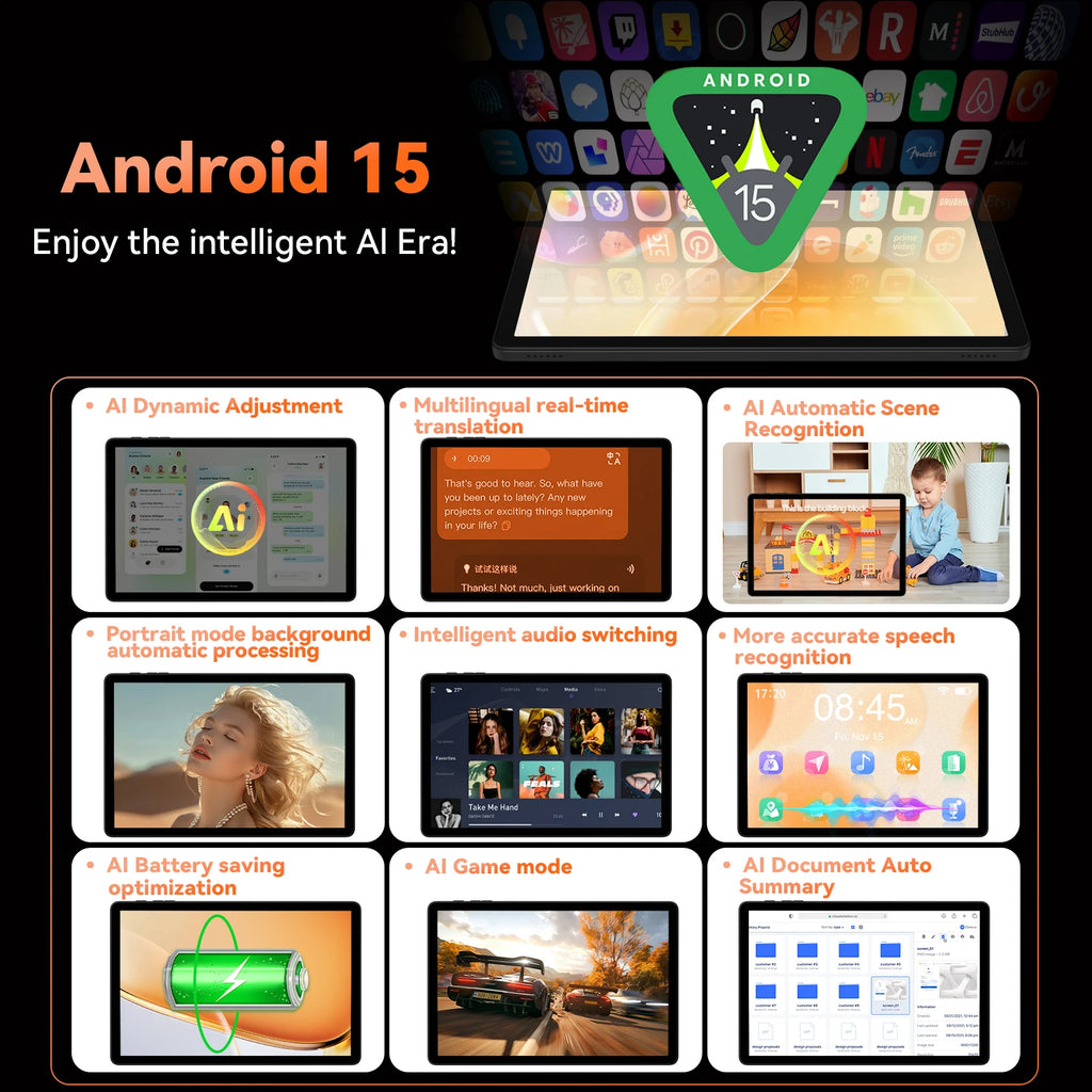 Headwolf WPad7 Android 15 Tablet 11 inch T606 CPU 12GB RAM 128GB ROM 1200*1920 IPS 8000mAh Battery 4G SIM Tablet