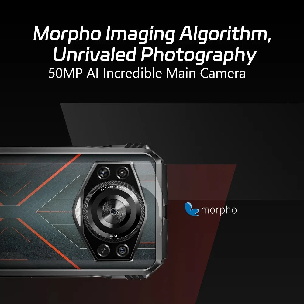 DOOGEE S Cyber 8GB 256GB Smartphone 10800mAh Large Battery 6.58" IPS Screen Cellphones 50MP AI Camera Android 14 Mobile Phone