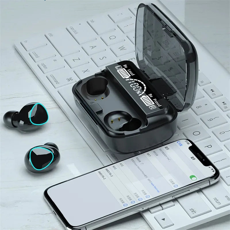 M10 TWS Wireless Earbuds: Sports Waterproof Design, Bluetooth Connection, 9D Stereo Sound + Charging Box & Microphone