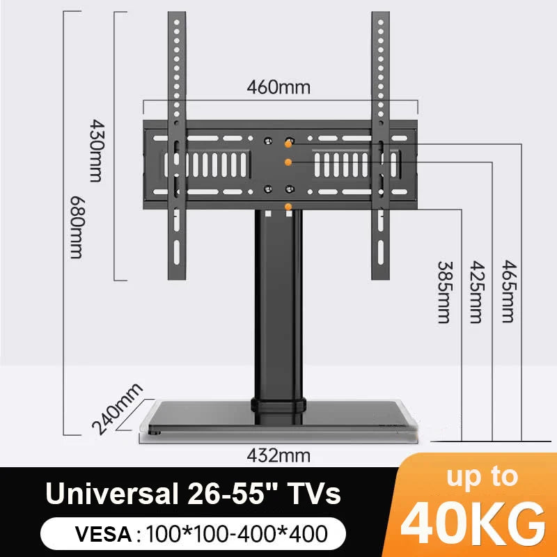 BEISHI Rack Monitor Stand Adjustable VESA 600-400mm up to 40kg 32‘’-55‘’ Monitor Tablet Free Standing Profile Desk Mount