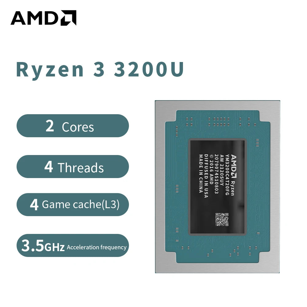 AMD R3 3200U Ryzen 3 3200U Processor 3.5GHz 2-Core 4-Thread 4MB Game Cache 14NM TDP 12-25W Socket FP5 Gaming CPU  YM3200C4T2OFG