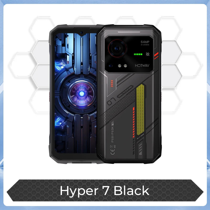 HOTWAV Hyper 7 Rugged Phone 5G 10800mAh 33W Smartphone 6.6'' FHD+ 2K Display 8GB 256GB Cellphone 280LM Android 14 Mobile Phone