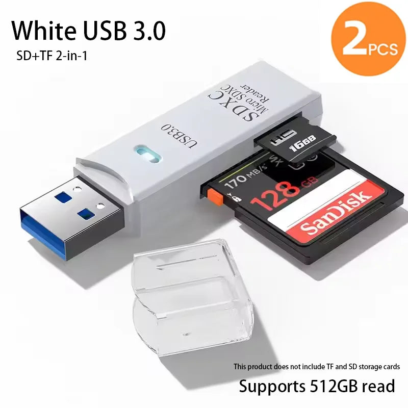 2 IN 1 USB 3.0 /USB 2.0 Card Reader SD TF Card Memory Card Reader High Speed Smart Card reader Adapter For PC Laptop Accessories