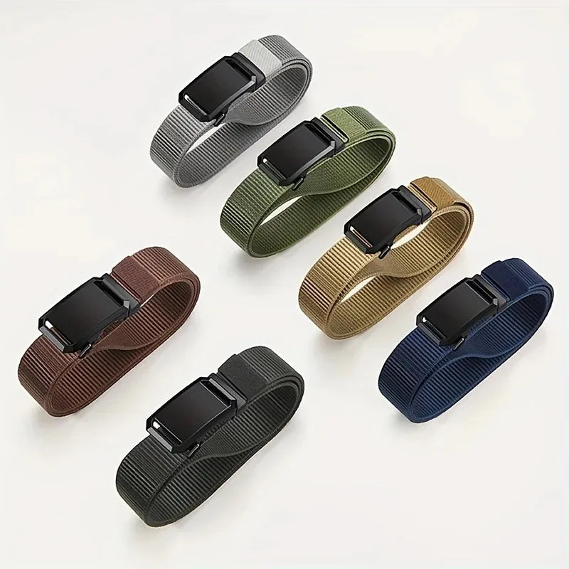 New Business Leisure Style Men's  Automatic Buckle Canvas Belt Durable Quick-Release Belt Outdoor Workwear Waist Belt ﻿