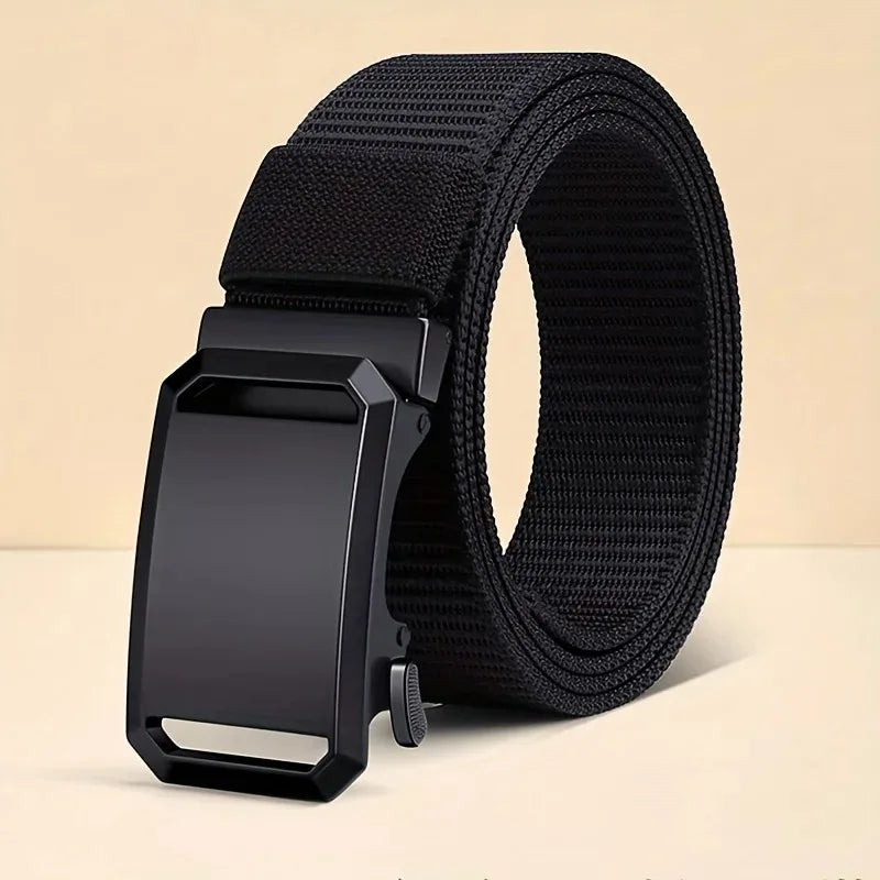 New Business Leisure Style Men's  Automatic Buckle Canvas Belt Durable Quick-Release Belt Outdoor Workwear Waist Belt ﻿