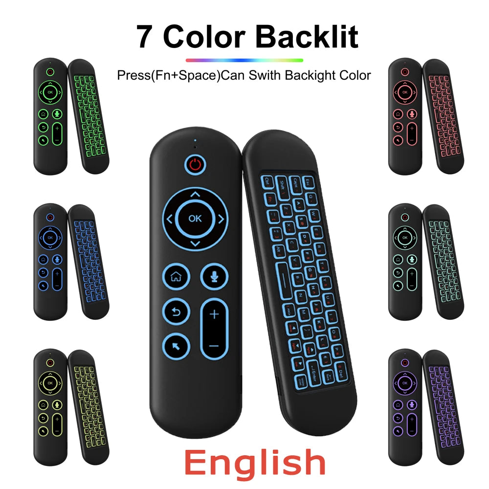 Air Mouse Remote Control Wireless Gyroscope Backlit Mini Keyboard Dual Mode BT5.2 7 Color Backlight For Android Smart TV Box PC