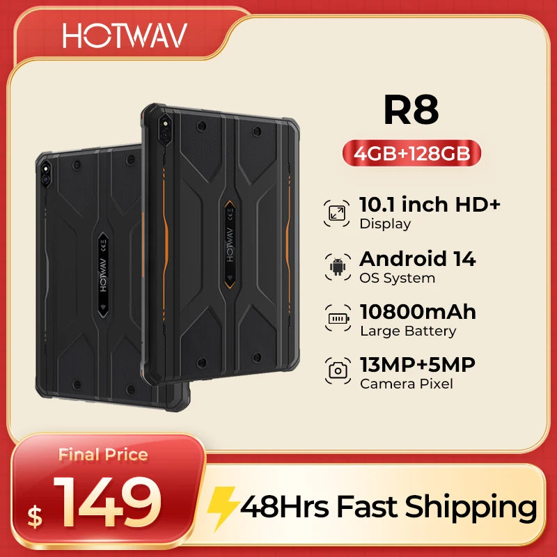 HOTWAV R8 Rugged Tablet Android 10800mAh 4GB+128GB OTG Reverse Charge Suitable For Field Exploration+Logistics Warehousing+Camp