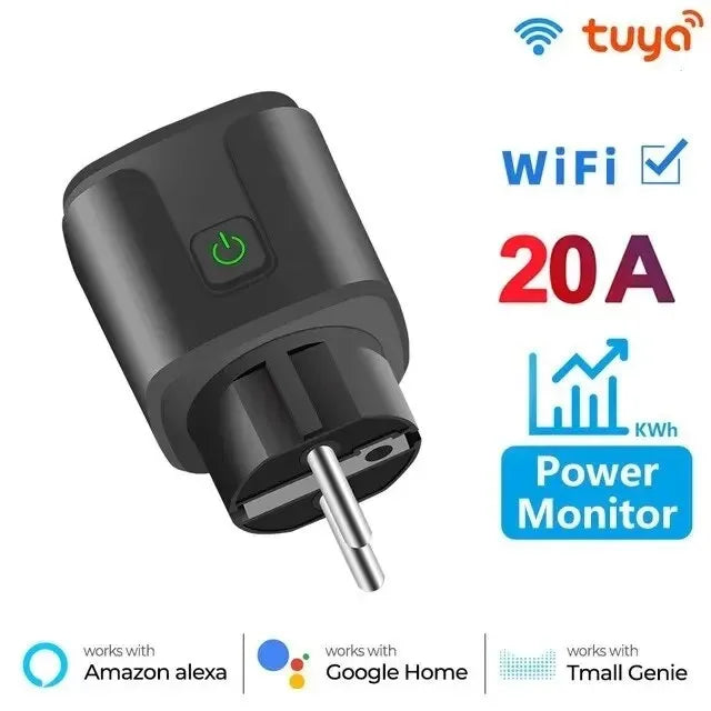 Tuya Smart Socket EU16A/20A Wifi Smart Plug With Power Monitoring Smart Life APP Remote Control Support Google Assistant Alexa