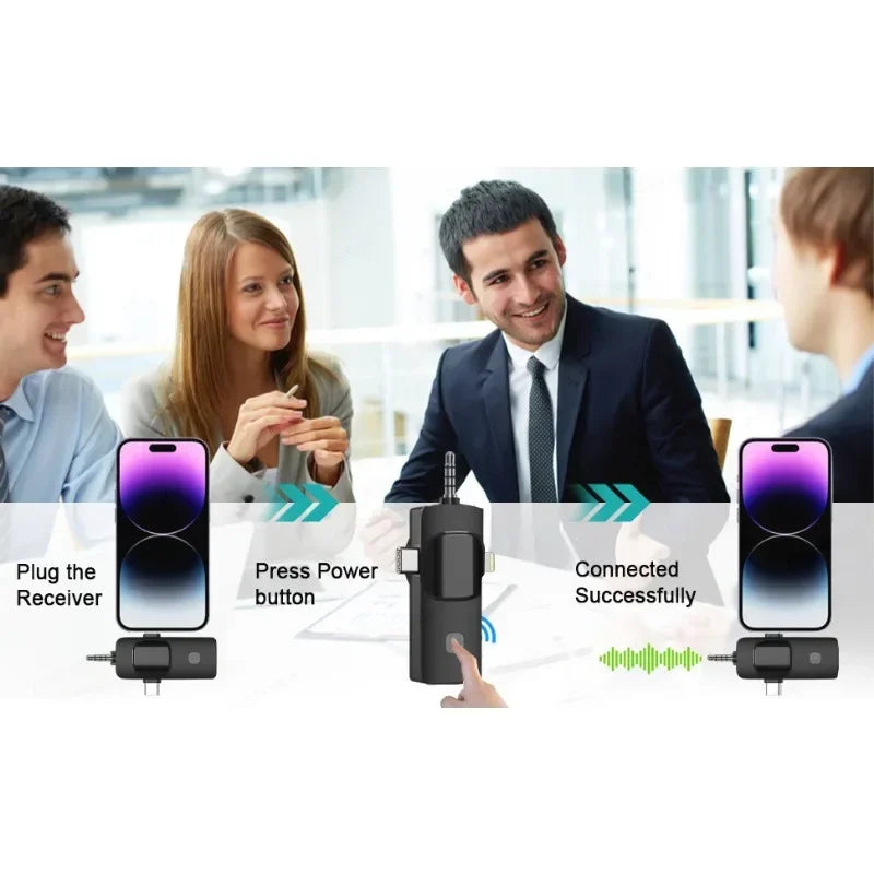 Mini Lavalier Microphone 3in1 Outdoor Portable Live Streaming Shooting Interview Mini Multifunction Wireless Microphone