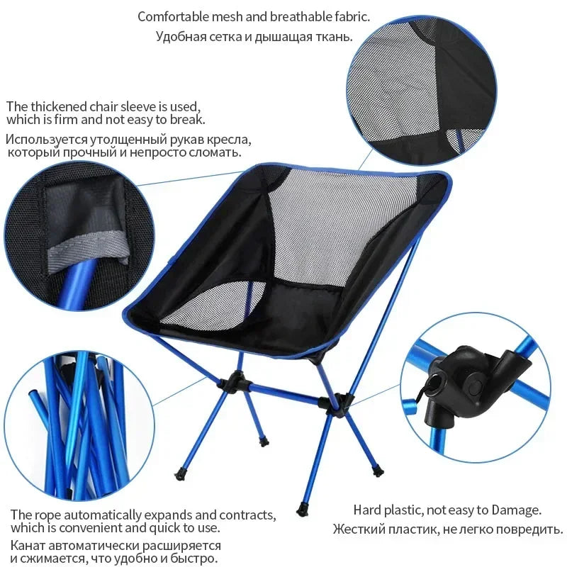 Outdoor Portable Folding Chair Beach Chairs for BBQ Travel Beach Hiking Picnic Seat Easy to Carry Convenient