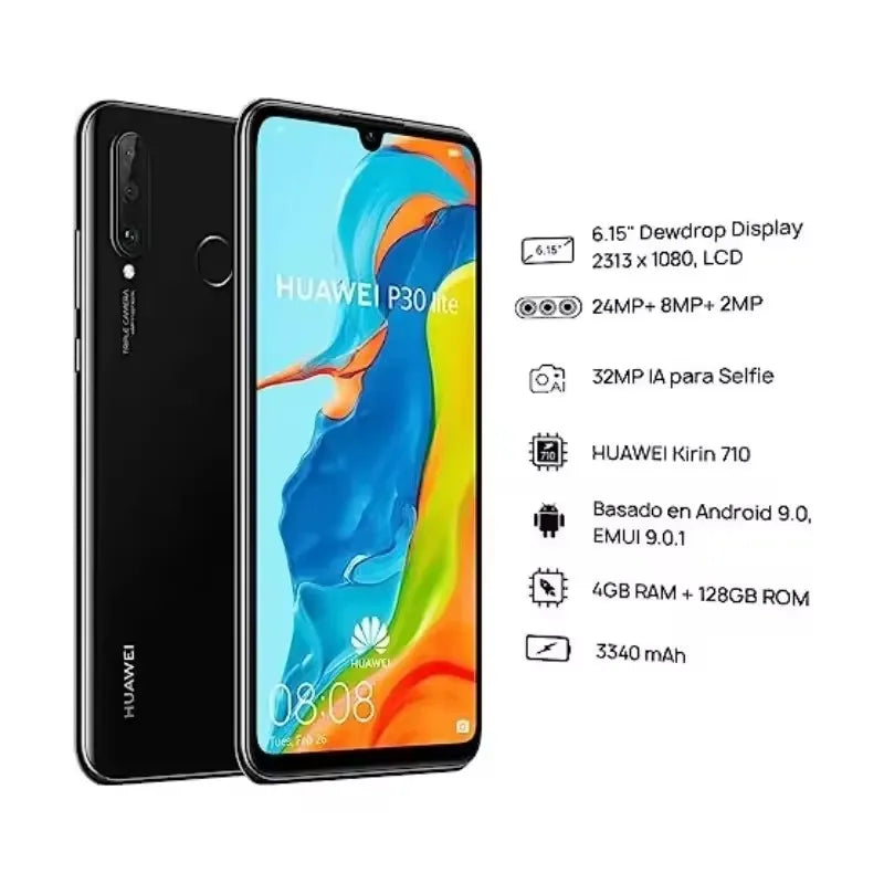 HUAWEI P30 Lite Smartphone Android 3340mAH 6GB RAM 128G ROM 6.15Inch 1080x2312HD 24+32MP Global Vision 4 5G Network Mobile Phone
