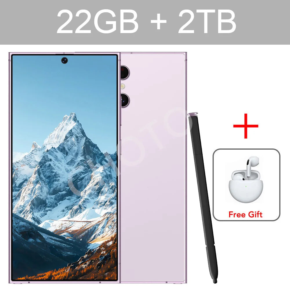 Screen Protector For SMS 25 Ultra Mobile Phones 22GB+2TB Cell Phone Tempered Glass Film For Android Smartphone 7.3''HD Cellphone