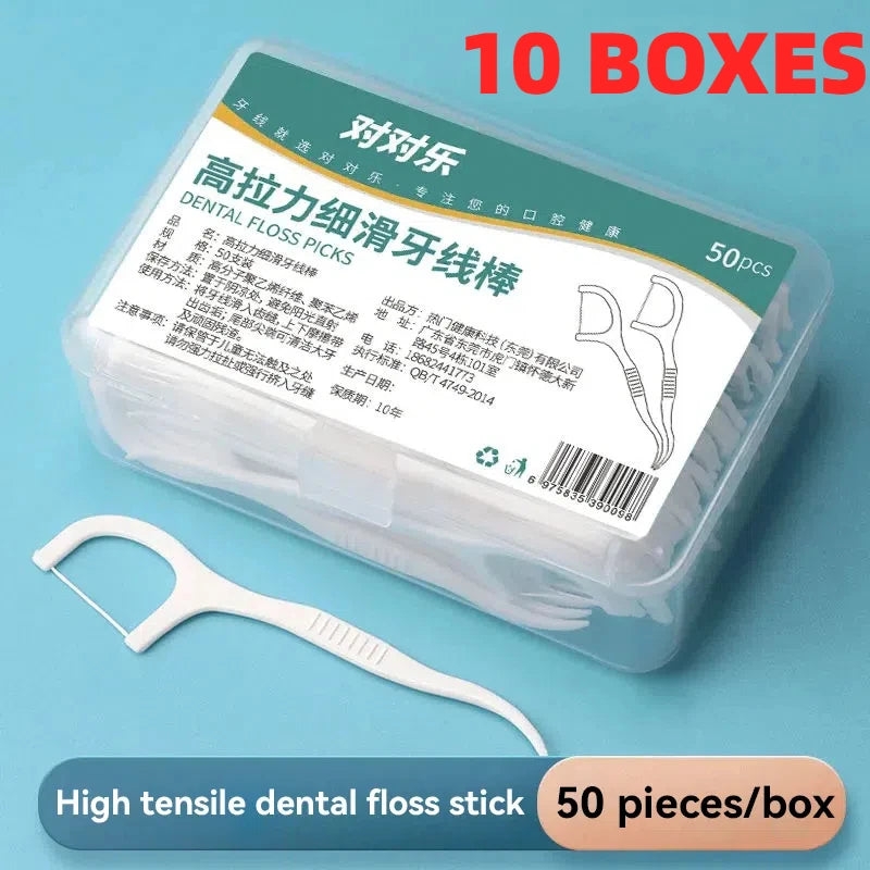 Dental Floss Stick High Tension Smooth Disposable Toothpick with Portable Floss Box for Teeth Care