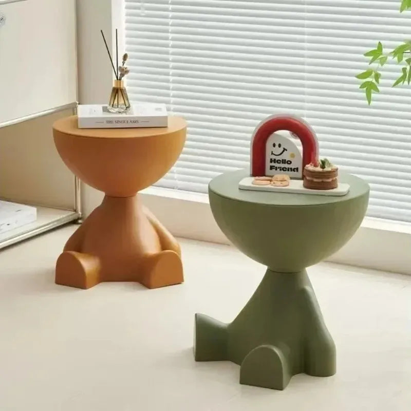 Cream Coffee Table Sofa Bed Side Table Modern Simple Home Accessories Living Room Decor Creative Flat Head Plastic Round Tables