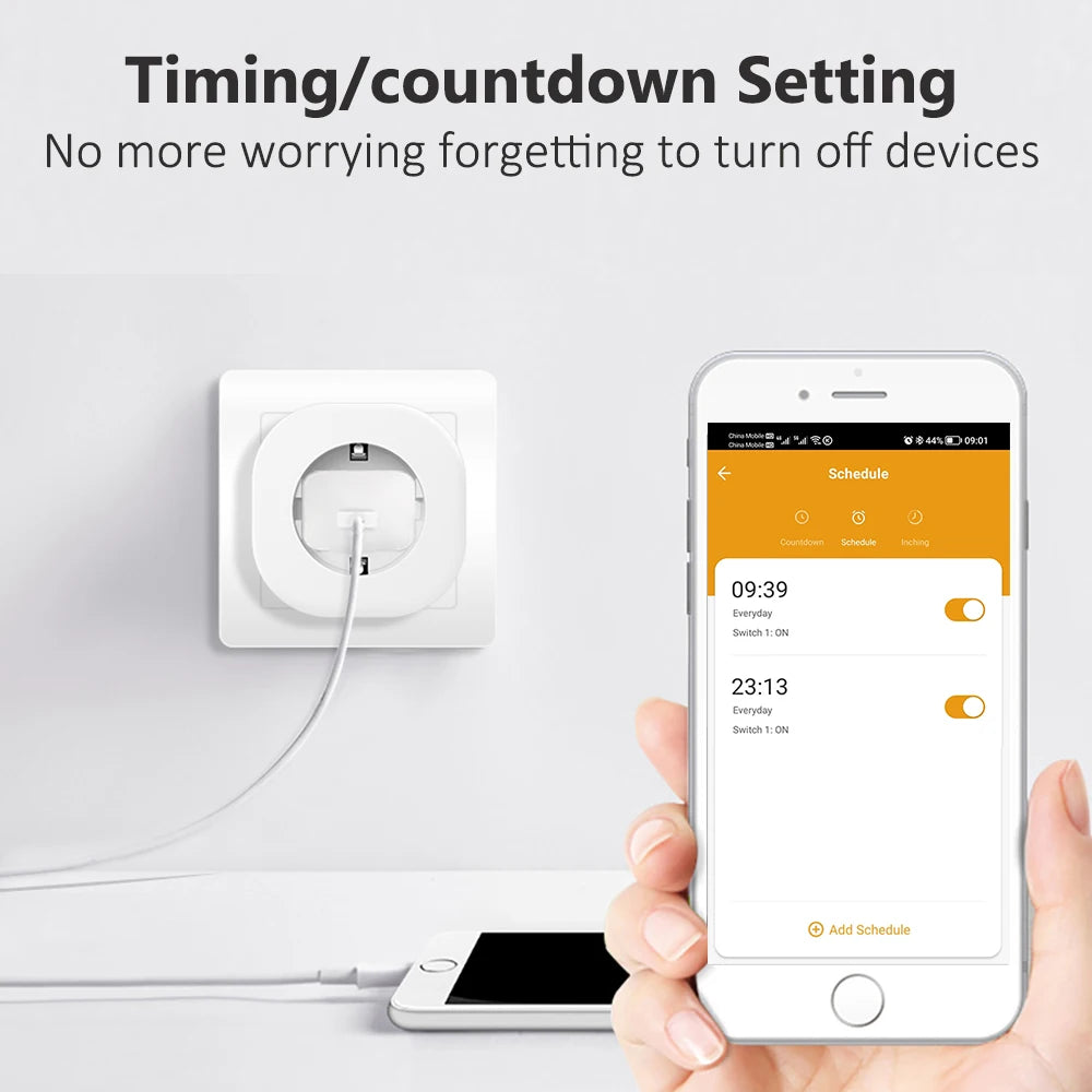 BORUIDAPLS Tuya Zigbee Smart Socket EU/FR/Israel/Brazil/Switzerland 16A With Power Monitoring Voice Control Alexa Google Home