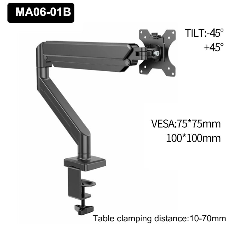 Single Monitor Mount Bracket for 14″–32″ Screens, Height Adjustable Monitor Arm with C-Clamp, Home Office Monitor Stand