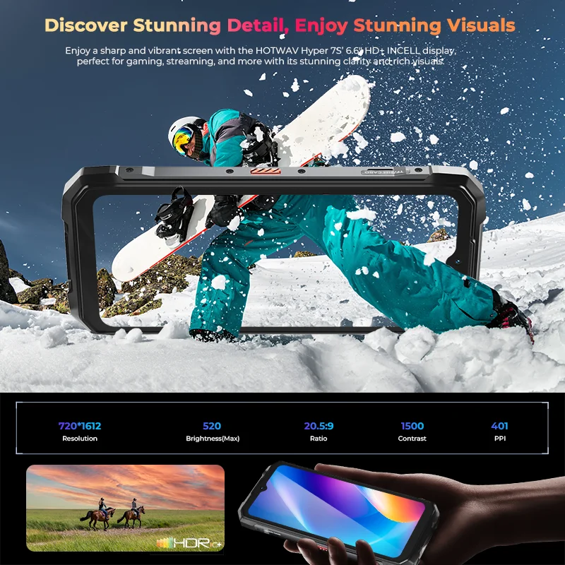 HOTWAV Hyper 7S Rugged Phone Android 15 10800mAh 20W Mobile Phone 5G Global Version 4GB 256GB Smartphone 6.6'' 120Hz Cellphone