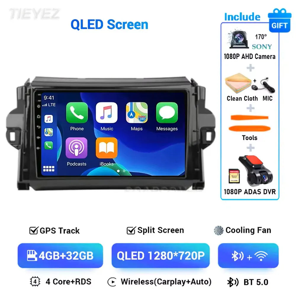 Car Android For Toyota Fortuner 2 SW4 2015-2022 Auto Radio Video Multimedia Player GPS Navigation In-cell QLED Screen 4G 2DIN