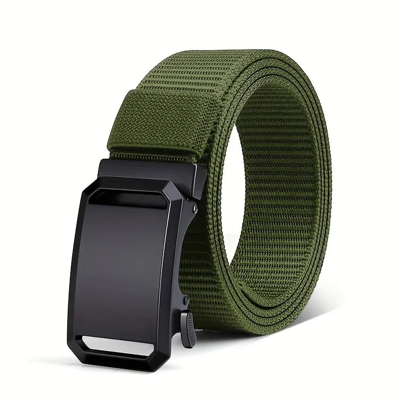 New Business Leisure Style Men's  Automatic Buckle Canvas Belt Durable Quick-Release Belt Outdoor Workwear Waist Belt ﻿
