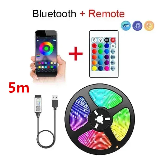 1/3/5M LED Strip Lights for TV ,Bluetooth USB TV Backlight Kit with Remote,5050SMD 5V RGB LED Lamp Tape for Home Decor Lighting