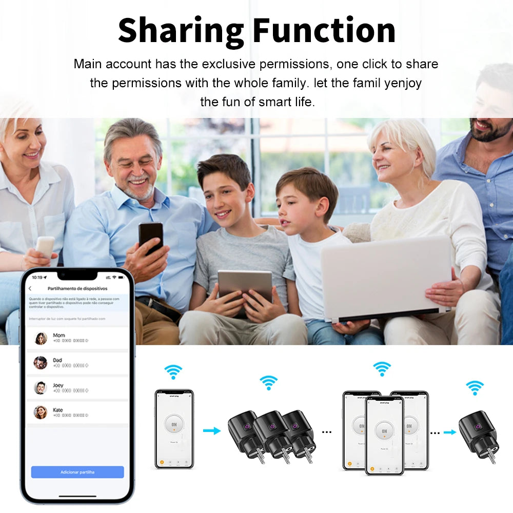 Tuya Smart WiFi+Bluetooth 20A EU Plug With Power Monitoring Socket Timer Outlet Child Lock Google Home Alice SmartThings Alexa