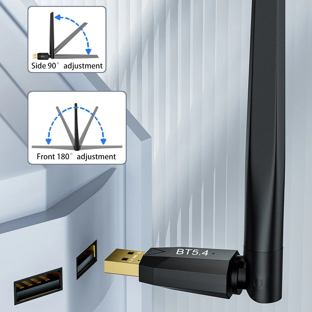 150M Bluetooth 5.4 Adapter USB Bluetooth Dongle Driver Free for Windows 11/10/8.1 Mouse Keyboard Audio Receiver Transmitter