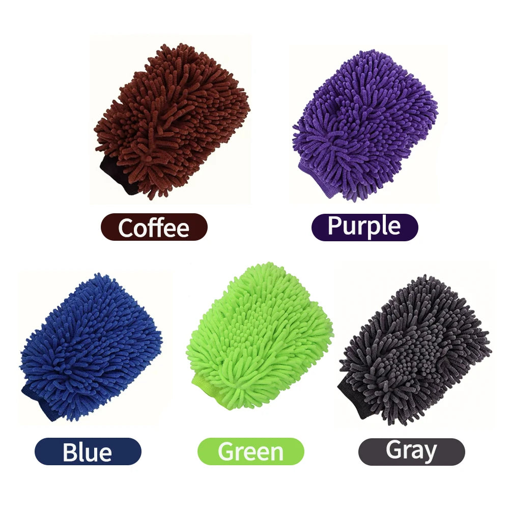 Car Wash Gloves Chenille Glove Plush Rags Thickened double-sided Car Supplies Cleaning Tools Auto Acessories Car Detailing