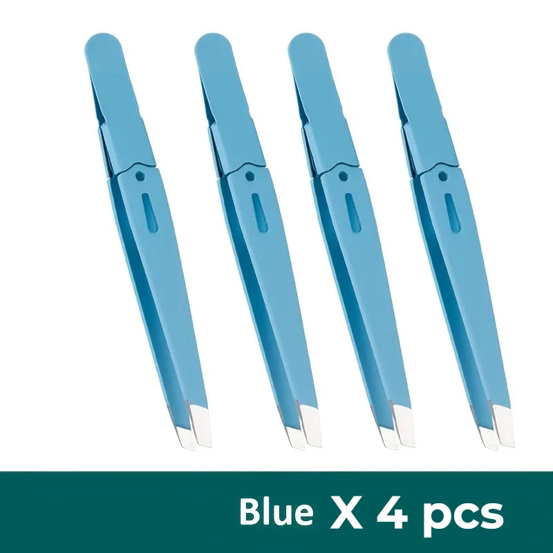 Eyebrow Tweezer Colorful Hair Beauty Fine Hairs Puller Stainless Steel Slanted Eye Brow Clips Removal Makeup Tools