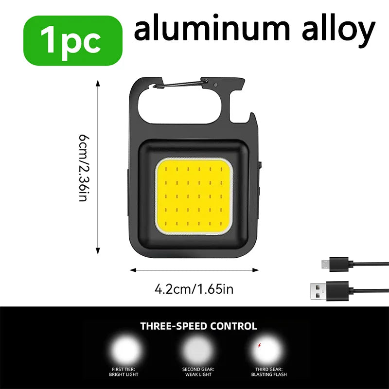 COB Keychain Work Light - 1/2Pcs Mini Emergency Flashlight with Keychain Design