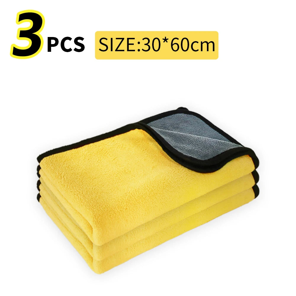 SEAMETAL 3/5/10Pcs Car Wash Microfiber Towel 30x30/60CM Car Cleaning Drying Cloth Hemming Car Care Cloth Car Wash Accessories