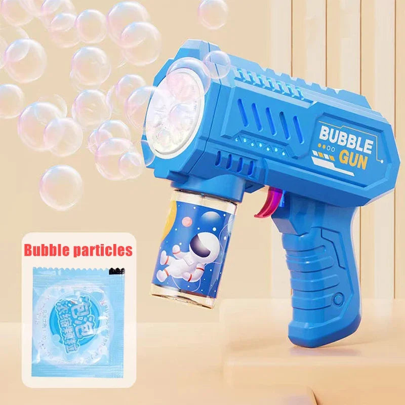 Fully Automatic Bubble Gun Rocket Bubbles Machine Automatic Blower with Bubble Liquid Toys for Kids Beach Outdoor Bubble Gifts