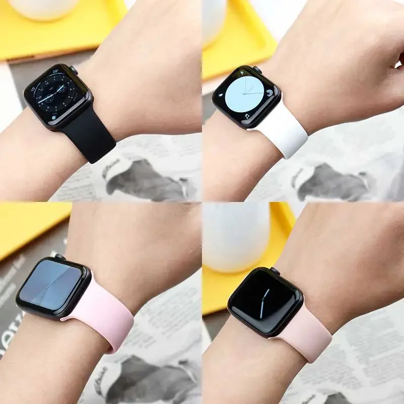 Silicone Band For Apple Watch strap 44mm 45mm 40mm 41mm 42-46mm sport bracelet iwatch series 8 7 6 5 4 9 10 11 SE-Ultra 2/3 49mm