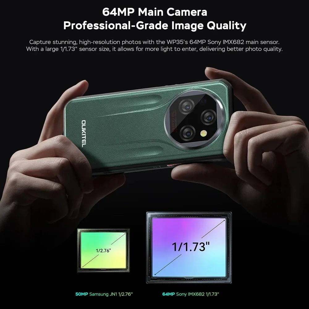 Oukitel wp39 Rugged Smartphone 5G 24GB（6+18)+256GB 6.60"FHD+ 64MP Camera 11000mAh Cell phone Android 14 Global Version