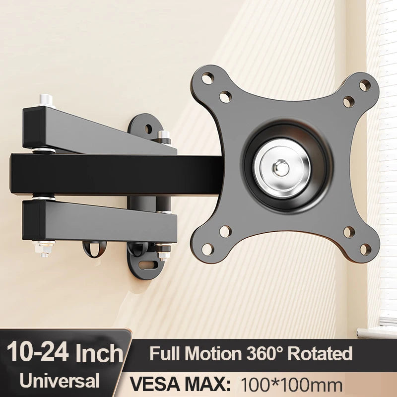 20° tiltable TV Wall Mount Bracket 360° Rotated Holder Universal TV Mounts for 14-24'' Computer Monitor Stand Monitor Flat Panel