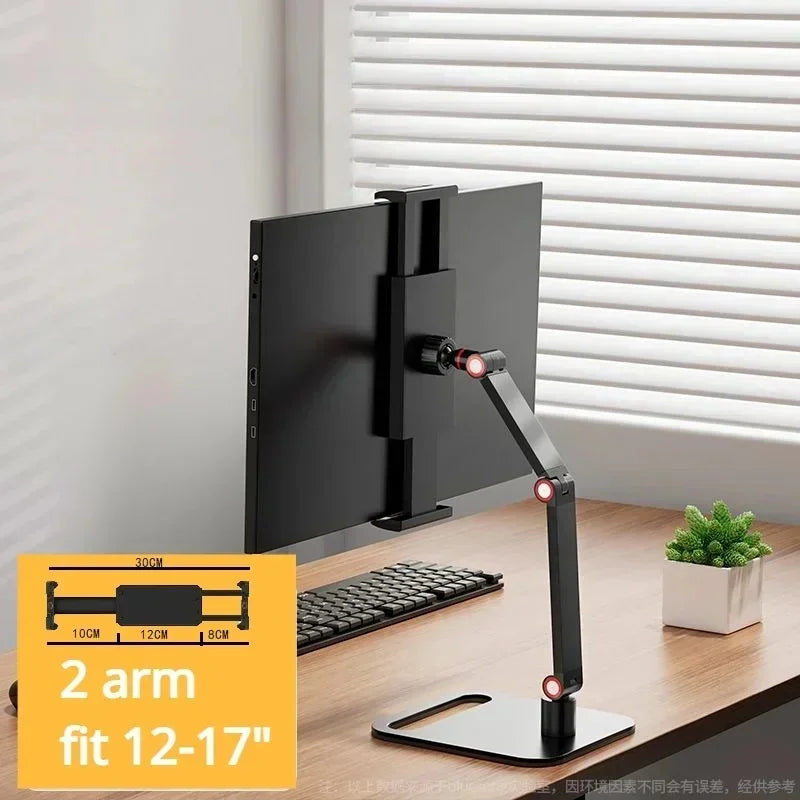 Universal Monitor Stand, Desk Holder for 12-17.3" Displays, VESA Mount, Expandable Base, Vertical Screen Folding