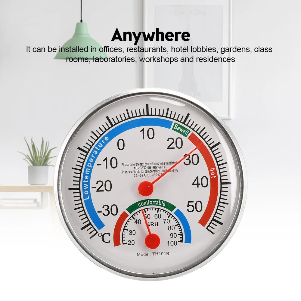 Mini Round Pointer Thermometer Hygrometer -30℃-50℃ Thermometer 20%-100% Hygrometer Indoor Office Humidity Monitor