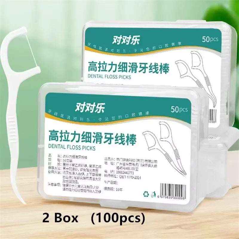 Dental Floss Stick High Tension Smooth Disposable Toothpick with Portable Floss Box for Teeth Care