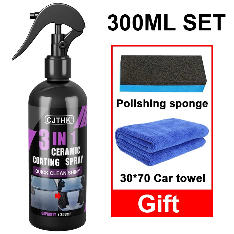 3 in 1 Car Ceramic Liquid Coating Spray Nano Crystal Hydrophobic Layer Polishing Agent High Gloss Paint Protection Wax Car Care