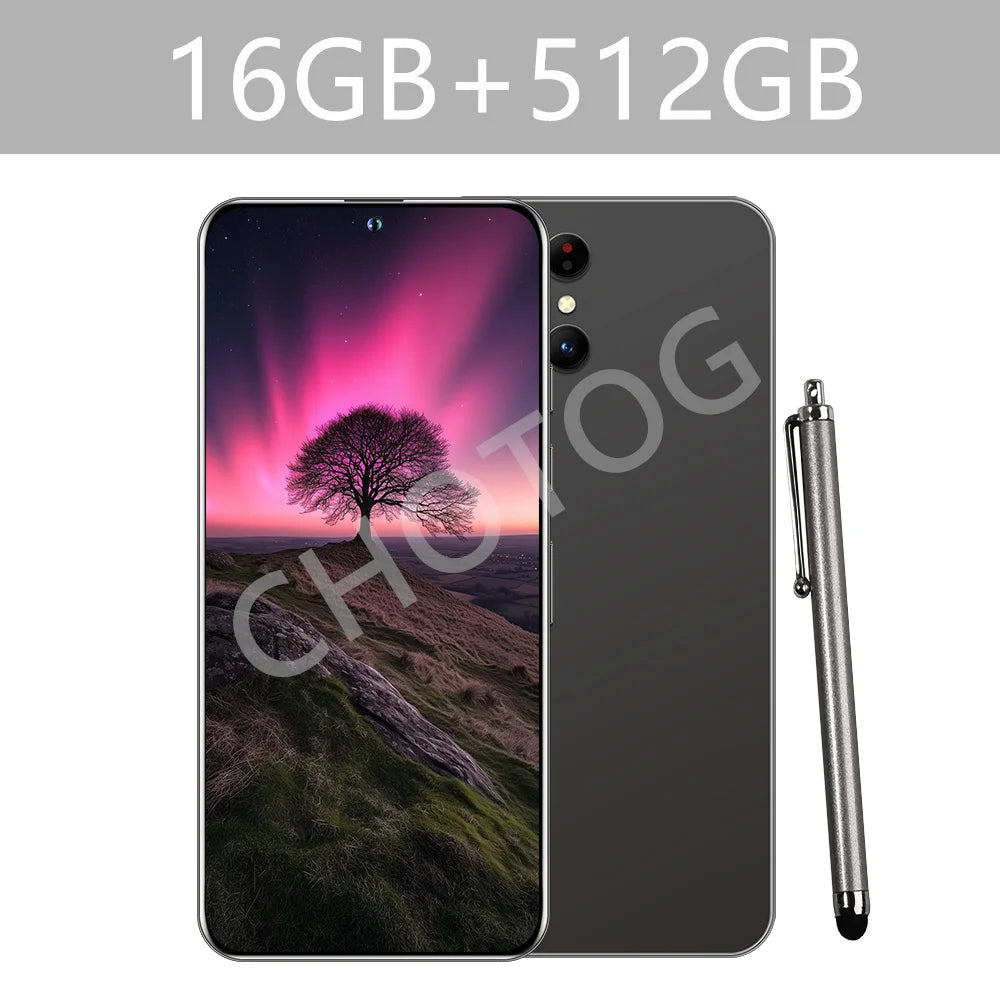 Fiber Cases For SMS 25 Ultra Mobile Phones 5G Dual Sim Android Cellphones Case For Smartphone 22GB+2TB Cell Phone 7800mAh Cover